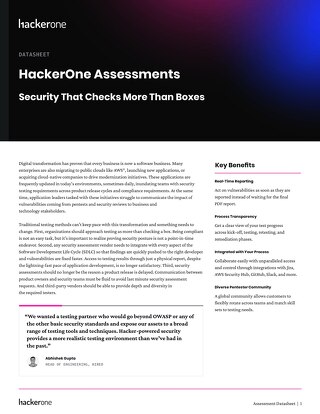 HackerOne Security Products: Type: Assessments